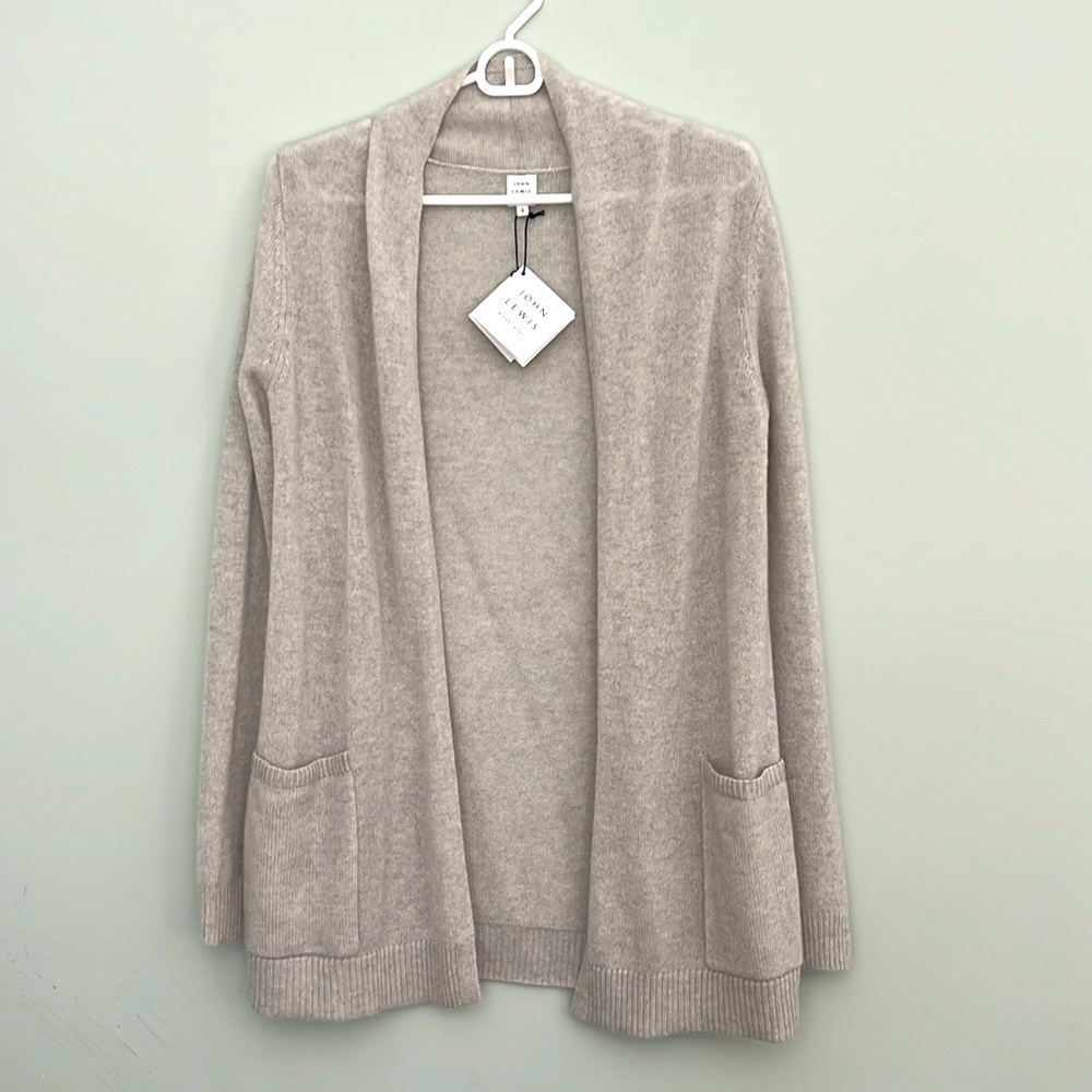 Women’s John Lewis Ultra Light Edge to Edge Cashmere Cardigan Oatmeal Size Small